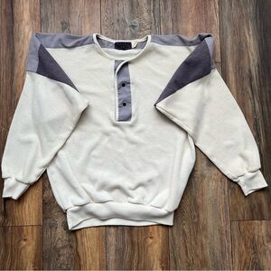 Vintage Y2K Men's Cream Crewneck size Medium with Gray Contrast Panels